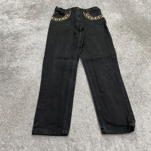 Brighton Blue Lexicco Vintage Studded Denim Jeans Womens 11/12 Black Straight - Picture 1 of 13